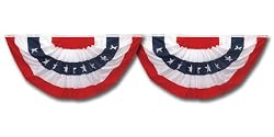 Valley Forge Decorator Fan Kit-- Two Pack Of 3-Foot x 1-1/2-Foot Pleated Mini Fans With Stars Bunting