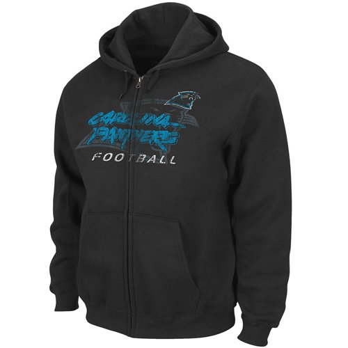 NFL Men's Carolina Panthers Touchback IV Long Sleeve Fullzip Hooded Fleece (Black, Large)