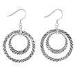 Sterling Silver Patterned Circle Dangle Earrings