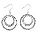 EXP Sterling Silver Patterned Circle Dangle Earrings