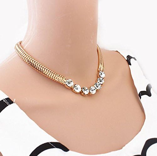 Sannysis Jewelry Gold Thick Chain Street Snap Lady Shiny Rhinestones Necklace