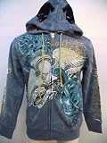 ED HARDY CHRISTIAN AUDIGIER MENS TRIPLE SKULL HOODIE SHIRT JACKET NWT BLU Size (Men's) L