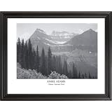 Ansel Adams B W Photo Glacier Park Picture Black Framed Art Print by Art Prints Inc