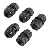 SODIAL(R)5個黒いプラスチック製の防水M12 x1.53.0～6.5ミリメートル直径ケーブルグランド