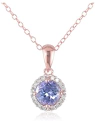 Sterling Silver Tanzanite and Diamond Pendant Necklace, (0.1cttw, G-H Color, I2-I3 Clarity), 18"