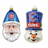 MLB Chicago Cubs Santa Cap and Top Hat Snowman Ornaments