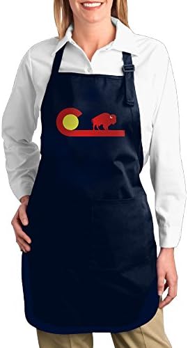 K7UM Bib Aprons Colorado Buffalo State Flag Kitchen Apron With Pockets