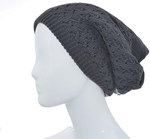 HandByHand® Open Knitted Double Layer Slouchy Beanie Infinity Scarf And Hat, Gray