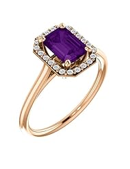 18K Rose Gold 7.00x5.00mm Emerald Cut Chatham Created Alexandrite and Diamond Halo-Style Ring -- LIFETIME WARRANTY