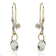 Earrings With 1.45ctw Precious Stones - Genuine Amethysts and Diamonds Well Made in Yellow Gold Length 24mm