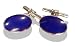 Solid Silver Oval Blue Lapis Lazuli Men's Cufflinks