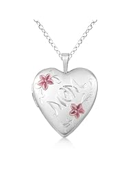 Heart Shaped Mom Engraved Flower Pendant Locket Sterling Silver