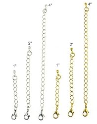 Necklace Bracelet Extender Set ~ 1", 2" and 4" in Gold and Silver Tone - 6 Pcs Total (FB209)