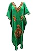 Green Silk Caftan Maxi Dress Embroidered Kaftan