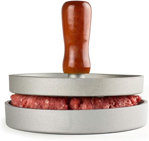 Motamayez Premium Hamburger Pess Made Of Aluminum With Wooden Handle - Get Yours Now With Amazing Bonus 15 Burger Recipes  plus  Lifetime Guarantee