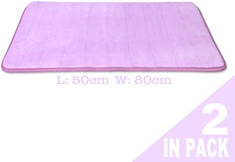 Todos® Memory Foam Super Comfort Thicker Bathroom Rugs Set, 2 Pcs Anti-bacterial Kitchen / Balcony Mats Floor Runner Rugs 19.7" X 31.5" (Purple, 50cm*80cm x 2Pcs)