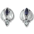 Sterling Silver Mother-of-Pearl, Aquamarine & Iolite Earrings by Sajen