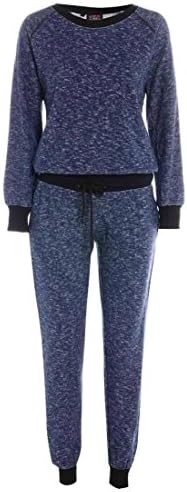 Navy XL-10 - GG Women's Daya Melange Sweat Stripe Ladies TrackSuit