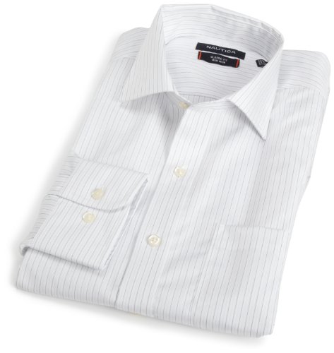  Nautica Men's Non Iron Stripe Spread Collar Shirt