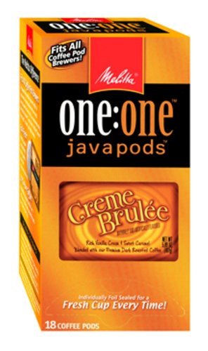 Melitta One:One, Universal Fit, Java Pods, Creme Brulee, Flavored Premium Dark Roast Coffee, 18 Count Box (Pack of 4)