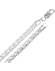 5MM Thick - Wheat Link Basket Rope Chain Necklace/Bracelet - Genuine .925 Solid Sterling Silver