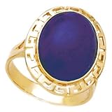 14k Gold and Lapis Greek-Key Ring- Sizes 5-9