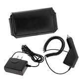 Black Horizontal Pouch Carrying Case + Car Charger + Home Travel Charger for Verizon Motorola Droid A855 Cell Phone