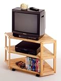 3-Shelves Corner TV Stand w/Solid Wood Top