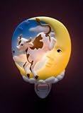Flowers of Light Night Light Cow Over Moon Ibis & Orchid Design