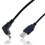 Produkt-Bild: USB Kabel 90&deg; abgewinkelt f&uuml;r Medion, Falk, TomTom, Becker, Navigon, Tomtom Navigationsger&auml;te - USB A auf mini-USB Stecker 90 Grad - 180cm - Datenkabel f&uuml;r Synchronisation am PC & Mac mit Ladefunktion