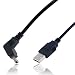 Produkt-Bild: USB Kabel 90&deg; abgewinkelt f&uuml;r Medion, Falk, TomTom, Becker, Navigon, Tomtom Navigationsger&auml;te - USB A auf mini-USB Stecker 90 Grad - 180cm - Datenkabel f&uuml;r Synchronisation am PC & Mac mit Ladefunktion
