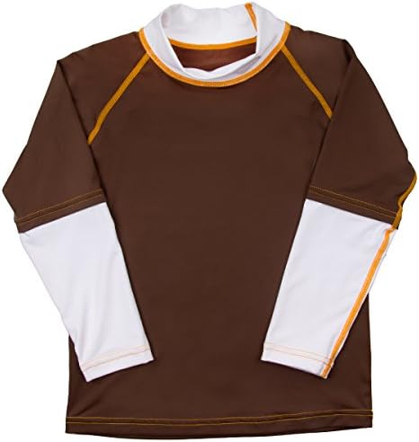 Sun Protection Clothing Rash Guard Long Sleeve Girls Boys Child Baby Toddler Kids (Brown/White, 8)