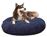 Canine Cushion Orthopedic Memory Round Dog Bed Blue Puppy Print 48 in.