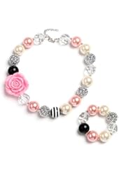 Kids Chunky Necklace & Bracelet, Fashion Jewelry Set with Gift Box