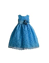 Girls Lace-Up Flower-Girl Dress  With a Sash 