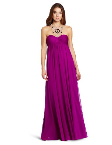 Adrianna Papell Women's Beaded Grecian Gown, Pansy, 14
