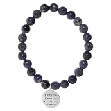 SilverEco Sterling Silver The Earth is what we all have in common on Blue Jade Stretch Bracelet