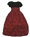 Long Dress Red Satin Flower Patterned with Black Velvet Top Rose Corsage Tide Waist Strap