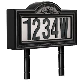 Pine Top 508-0011 Solar Address Number Night Light, Plastic, Black