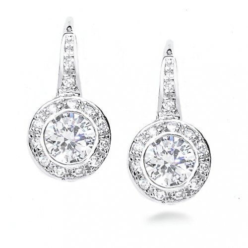 Bling Jewelry Designer Inspired Sterling Silver Diamond CZ Circlet Leverback Earrings