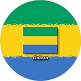 58mm Round Badge Style Fridge Magnet Gabon Flag