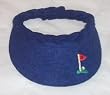 Golf Visor Terry Cloth Navy with Embroidered Flag on Green