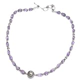 Silver Amulet in Chain Necklace Amethyst Gemstone Jewelry 18 inches