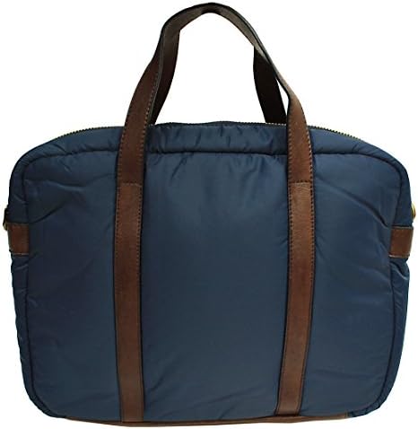 Ecoalf Navy Blue & Brown Leather London Organizer Laptop Messenger Bag