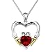 Sterling Silver and 14k Yellow Gold Created Ruby Claddagh Pendant, 18
