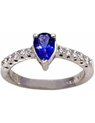14K White Gold Tanzanite and Diamond Ring -- LIFETIME WARRANTY