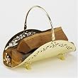 Woodfield Polished Brass Flower Filigree 21" Wood Basket for Fireplace