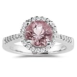 0.21 Ct Diamond & 1.72 Cts Morganite Ring in 14K White Gold