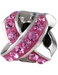SilveRado(tm) BM034-2 Bling Breast Cancer Ribbon Pink Bead / Charm