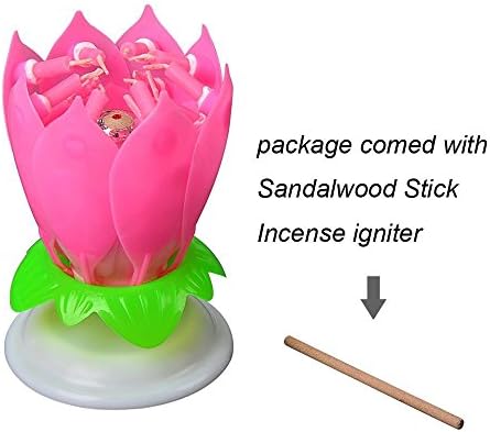 Tcd 1pcs Amazing Two Layers with 14 Small Candles Lotus Happy Birthday Spin Singing Romantic Musical Flower Party Light Intelligent Decorative Cake Candles (Pink)